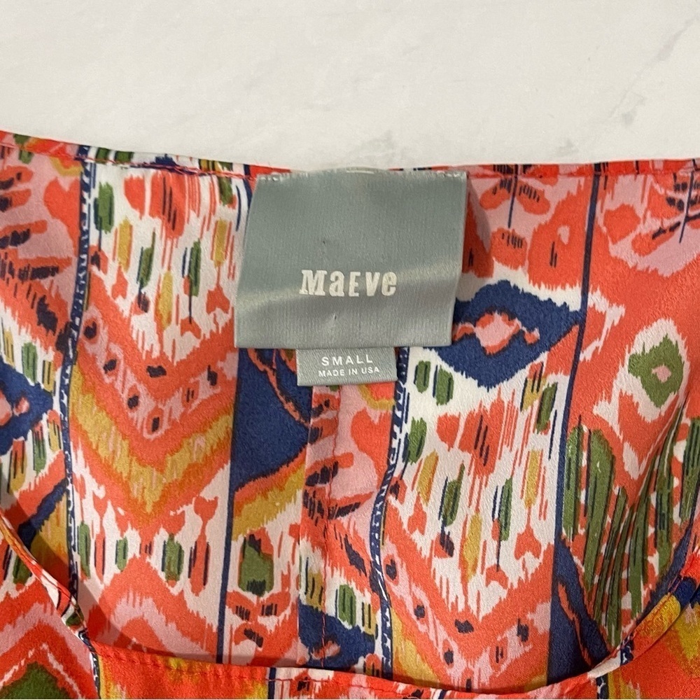 Anthropologie Maeve Red Aztec Boho Print Top / Swim Coverup Size Small‎ - Picture 4 of 6